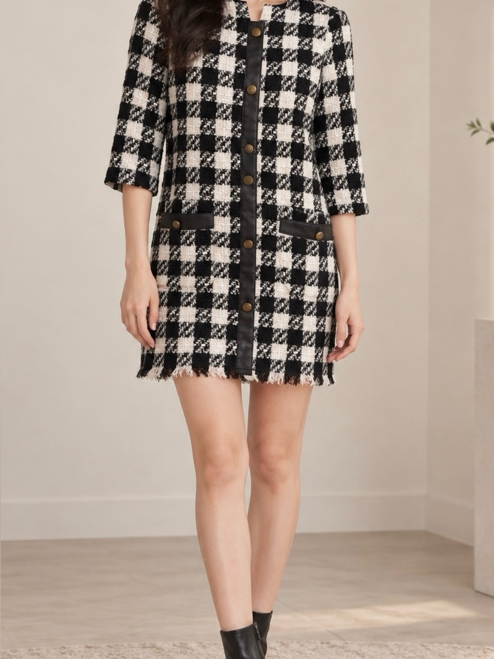 Chanel-style tweed coat dress